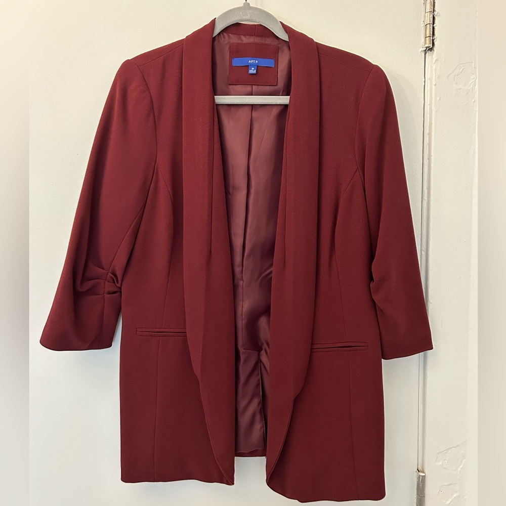 Apt 9 Women’s Medium 3/4 Sleeve Maroon Blazer